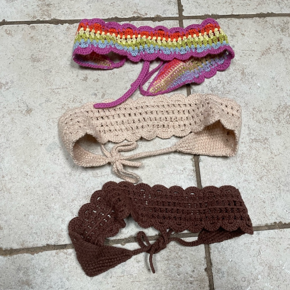 Three crochet head bands